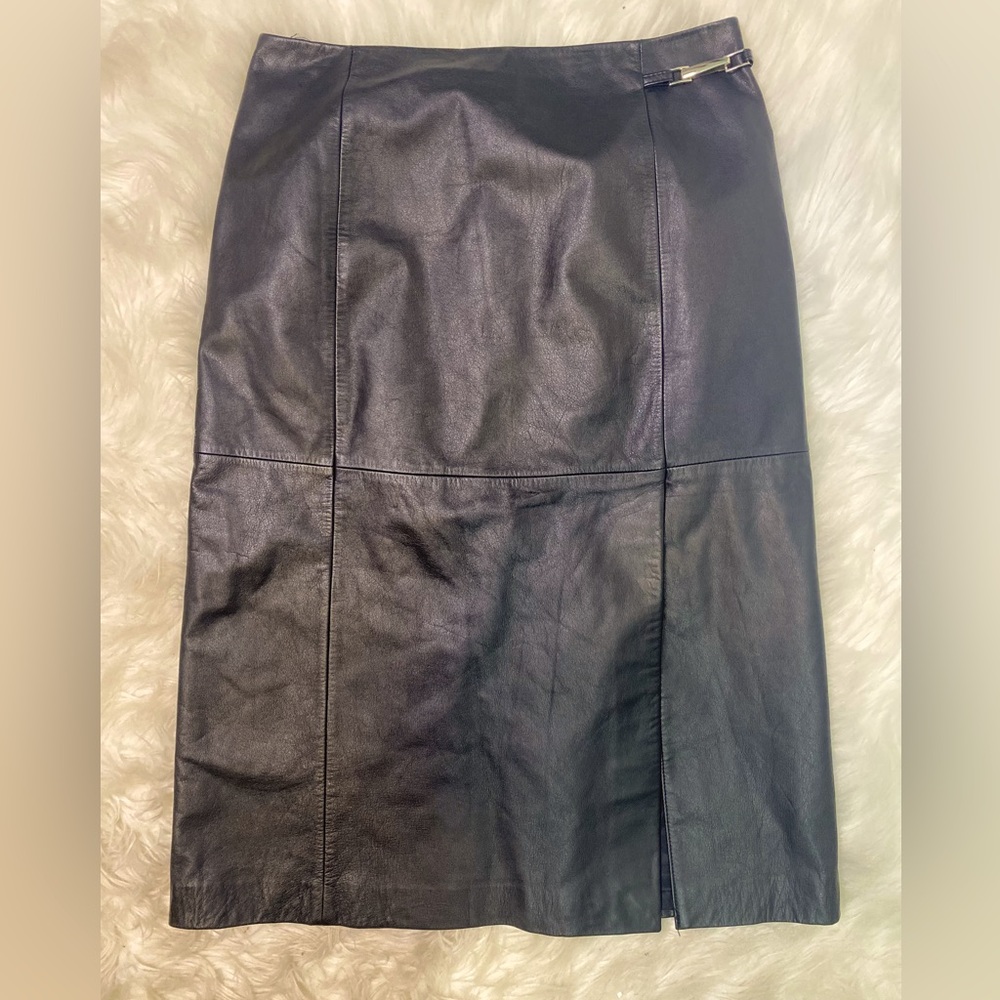 LOFT Leather MIDI Skirt size 6
